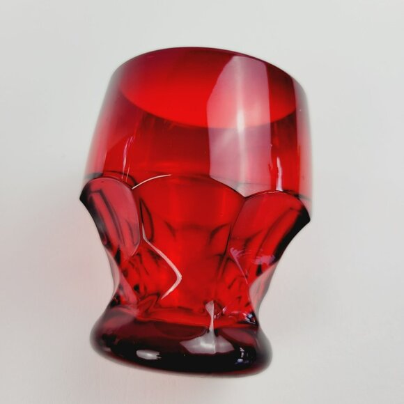 Vintage Cambridge Georgian Ruby Red Flat Tumbler Glasses 8fl.oz Honeycomb Retro - Picture 8 of 10